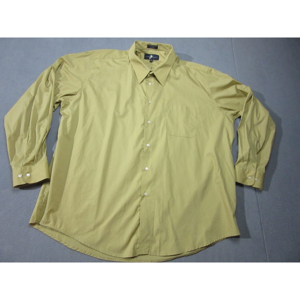 Giorgio Brutini Shirt Mens 19 36/37 Yellow Oxford Formal Office Dress